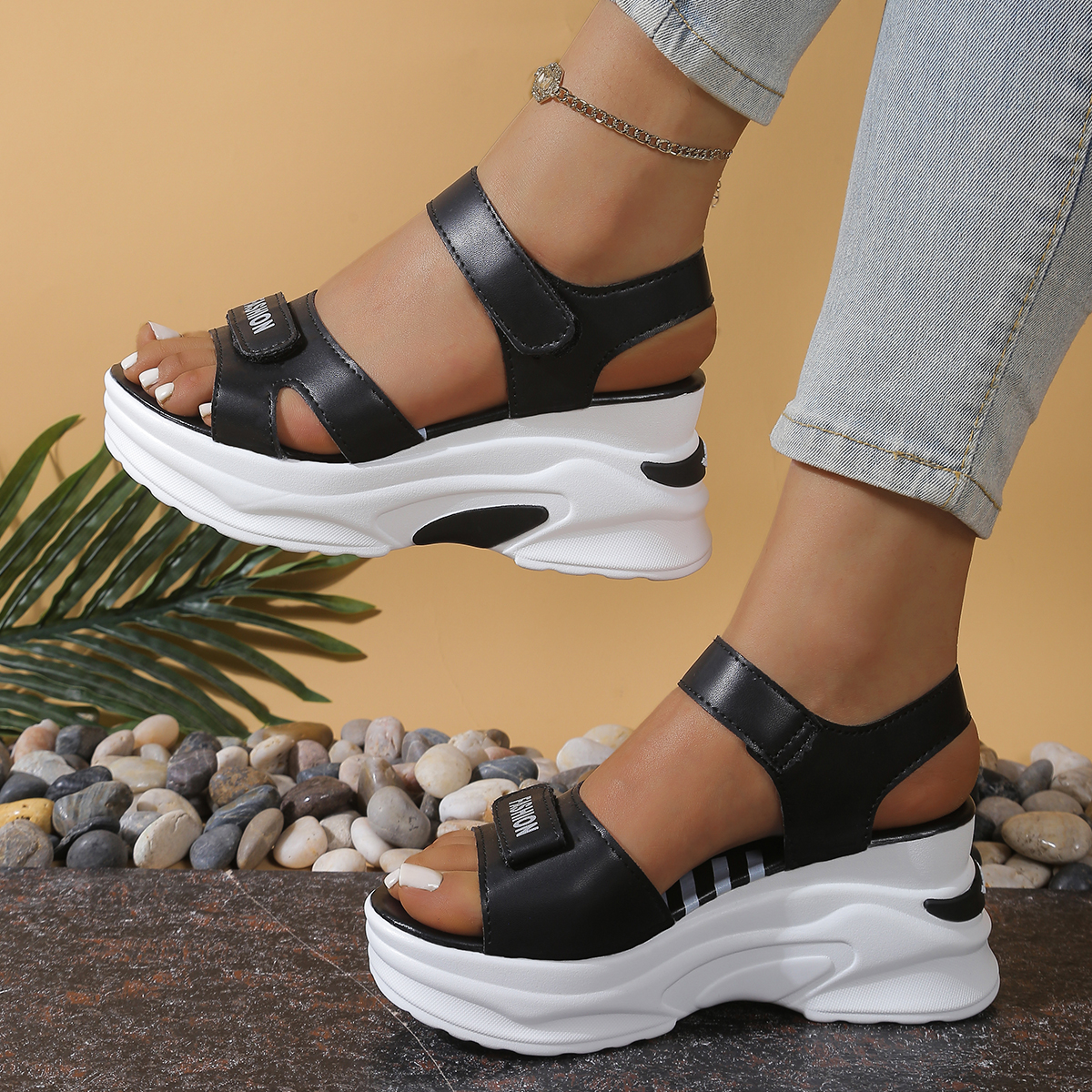 Women Platform Wedge Sandals L - Velcro Strap Sandal incelemesi ve fiyatı