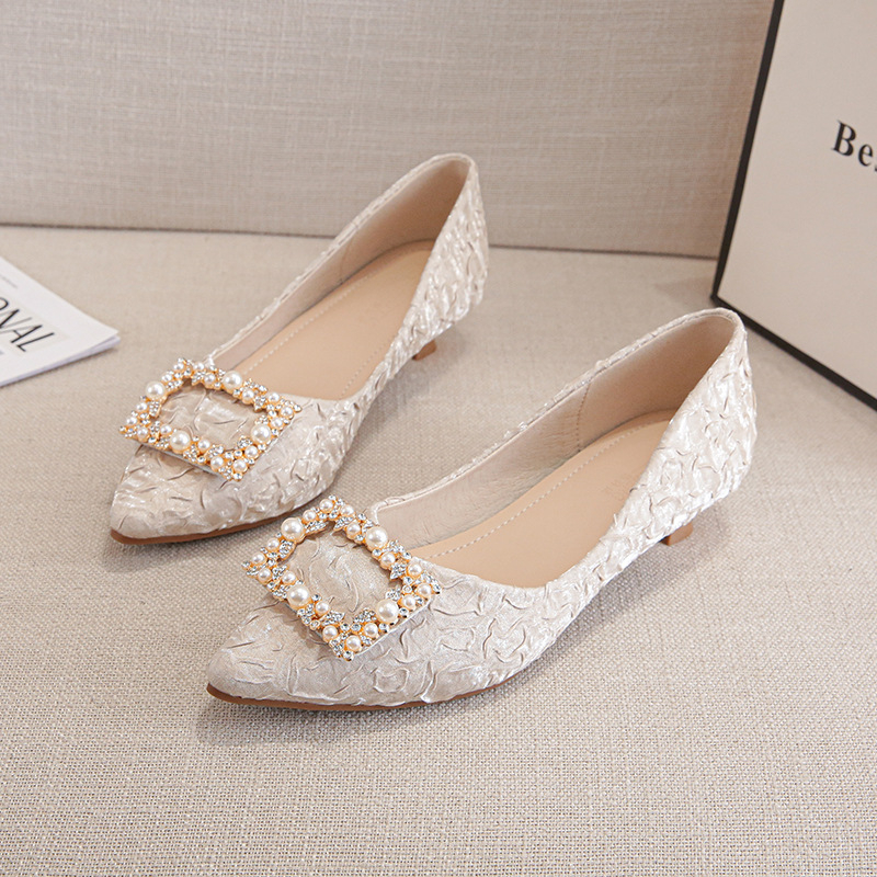 Ivory Textured Satin Pointed T - Dress Shoe Pointed incelemesi ve fiyatı